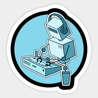 Robot Playing Drum Machine Sticker